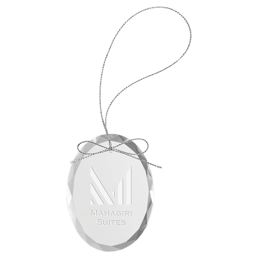 Clear Oval Glass Ornament with Silver 3 1/4" String