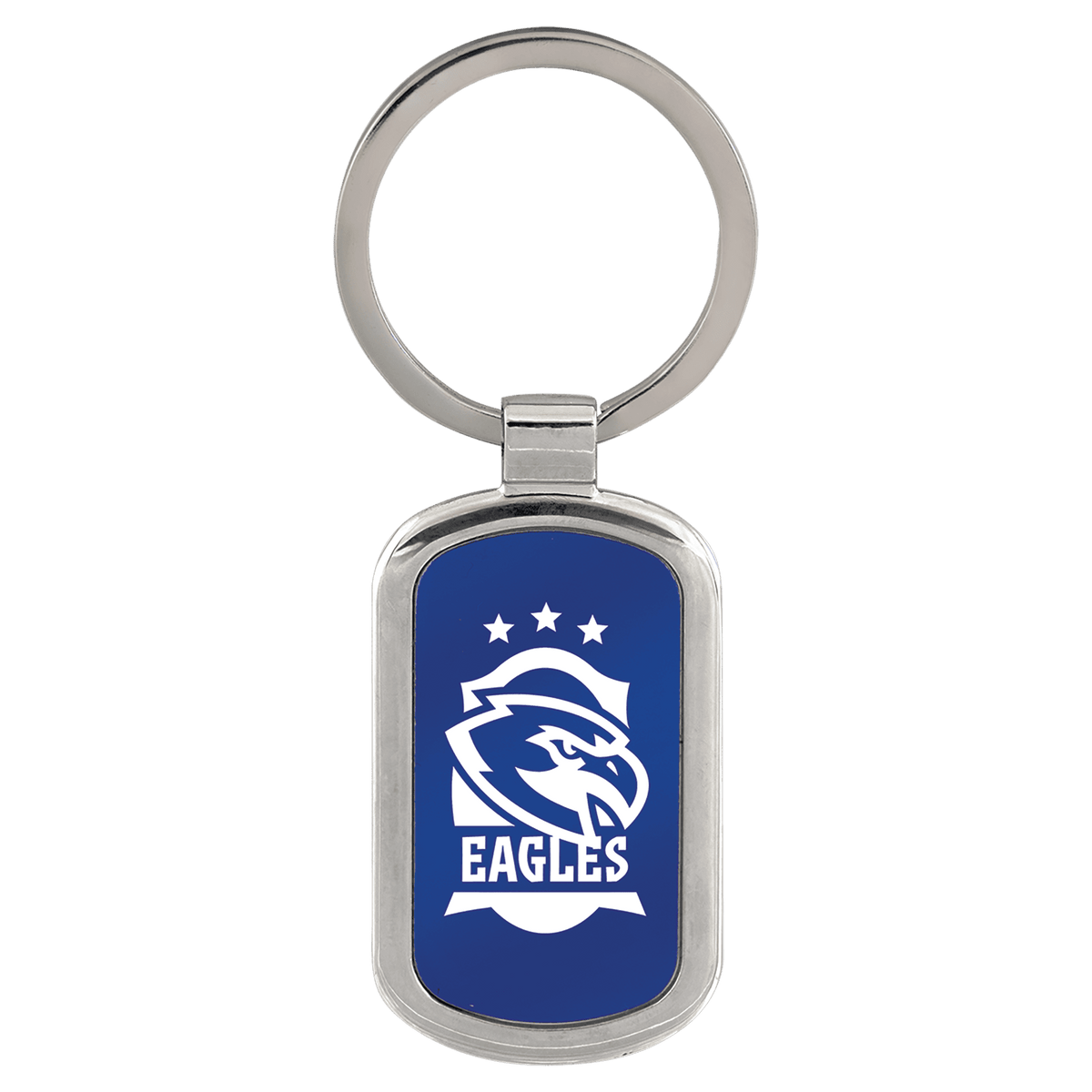 Blue 1 1/8" x 1 7/8" Laserable Rectangle Keychain