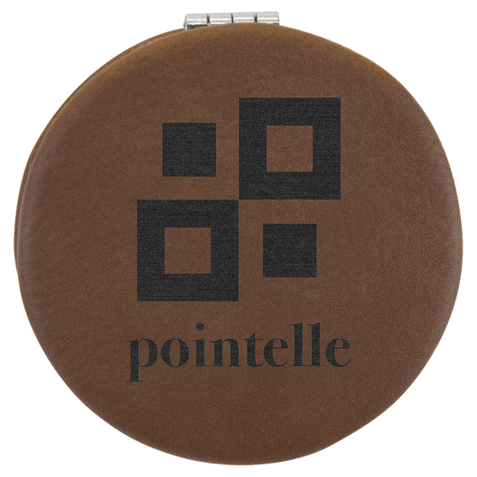 Dark Brown 2 1/2" Laserable Leatherette Compact Mirror