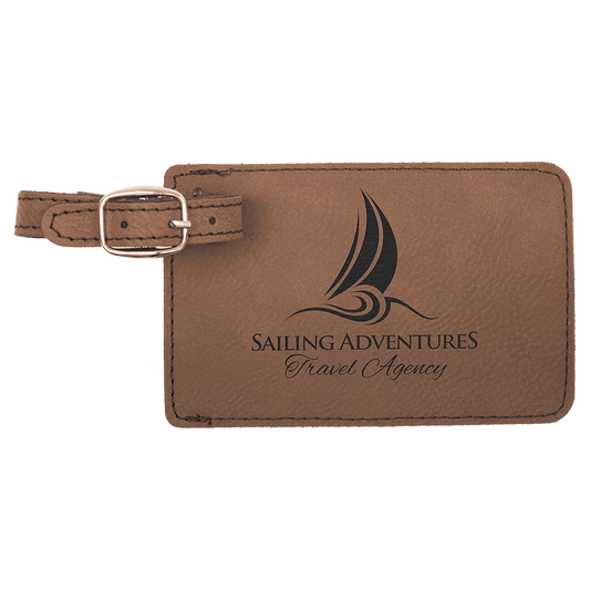 Dark Brown 4 1/4" x 2 3/4" Laserable Leatherette Luggage Tag