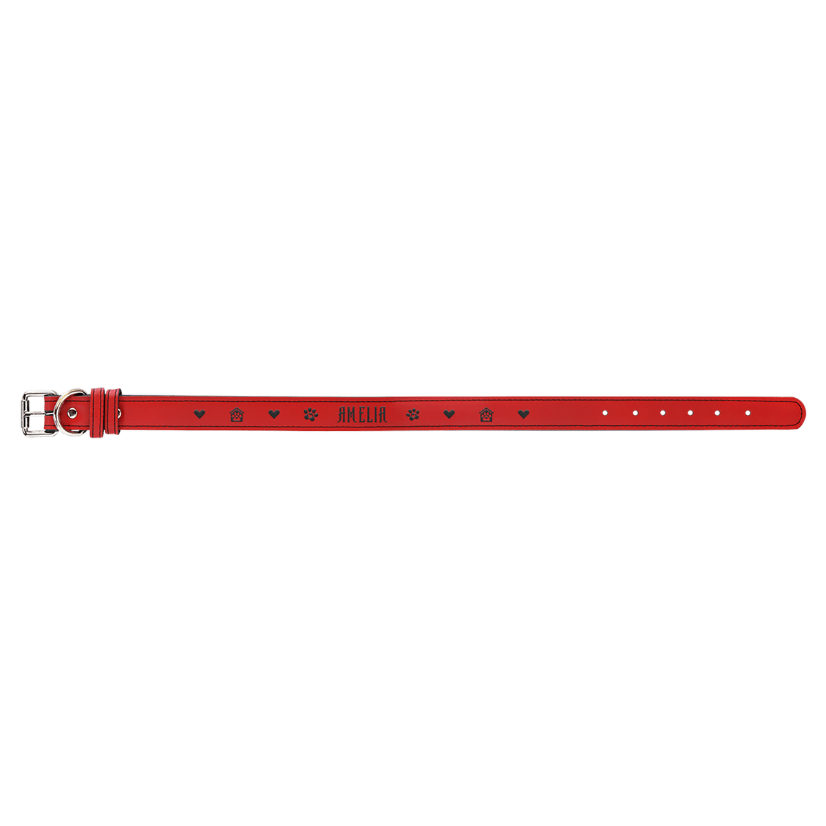 Red Extra Large 27" x 1 1/4" Laserable Leatherette Dog Collar