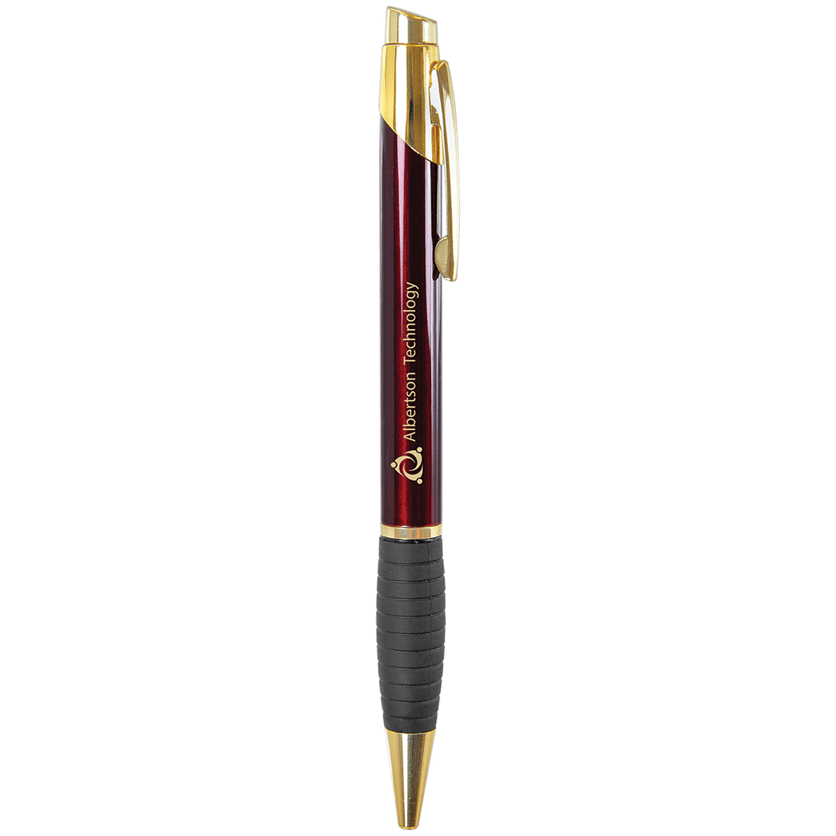 Gloss Burgundy Brass Ballpoint Pen with Gripper