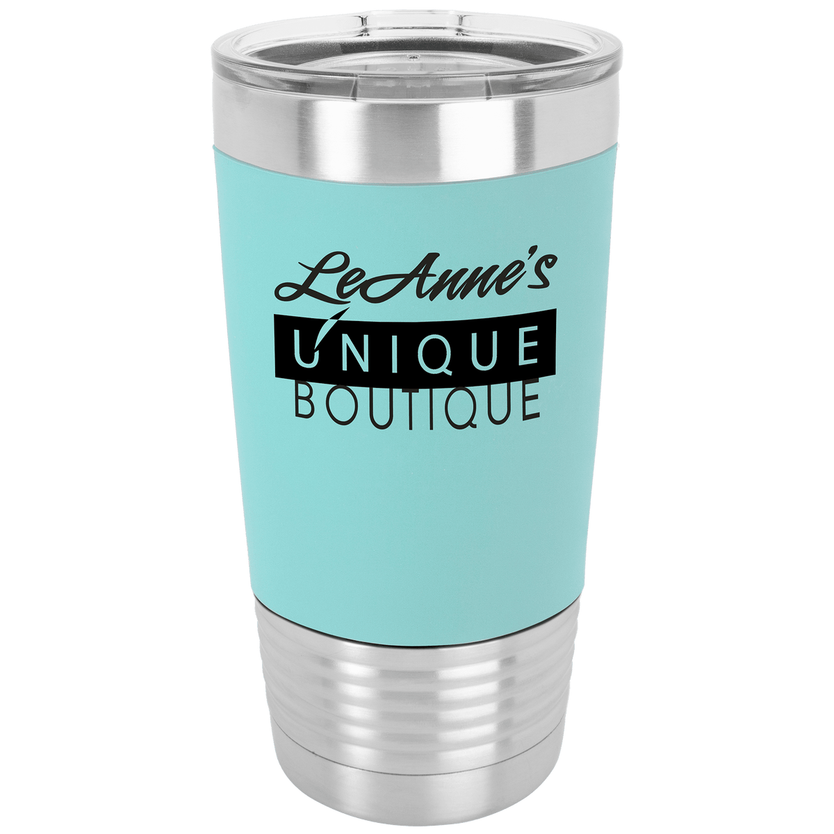 Teal/Black Polar with Silicone Grip and Clear 20 oz. Polar Camel Lid