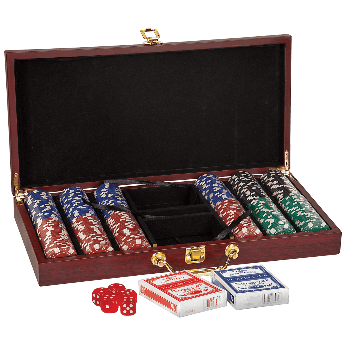 Rosewood Finish 300 Chip Poker Set