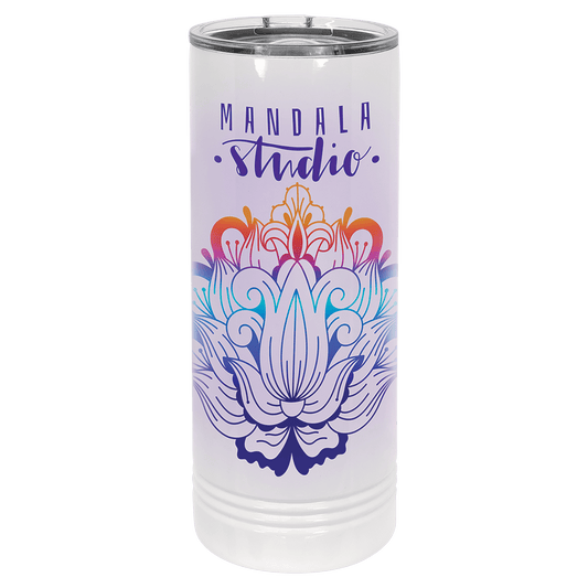 White Polar Camel 22 oz. Sublimatable Skinny Tumbler with Slider Lid