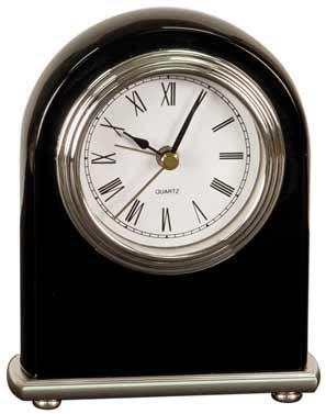 4" x 5" Black Piano Finish Arch Desk Clock