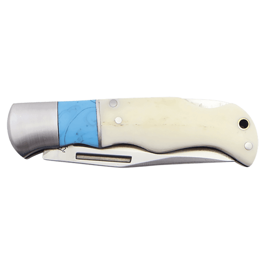 Bison River 3 1/2" Blue/Bone Folding Knife