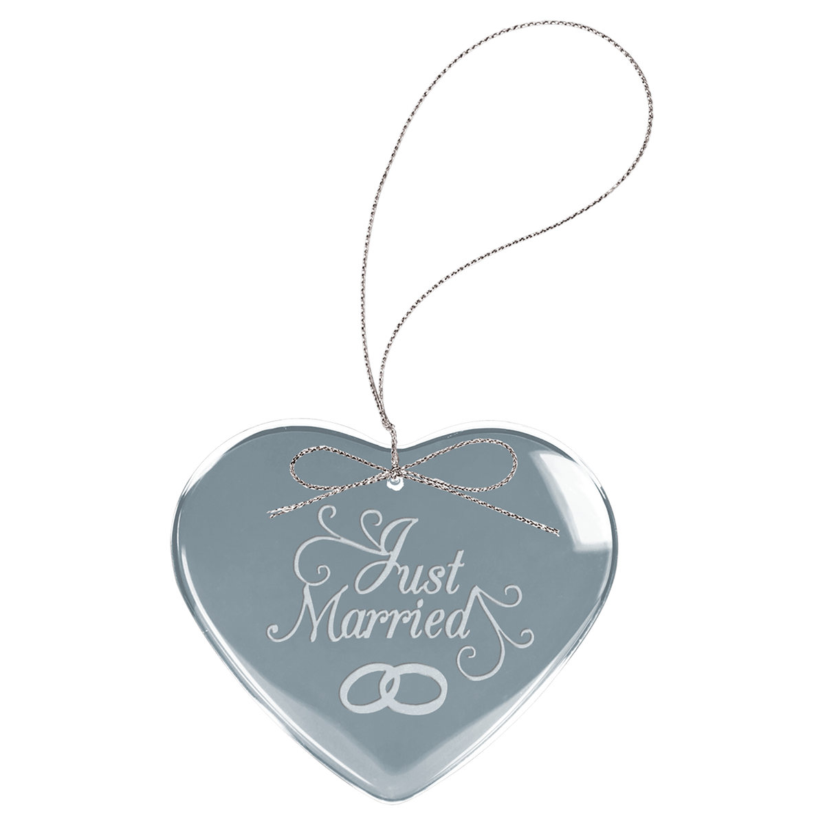 Clear Heart Glass Ornament with Silver 3" String