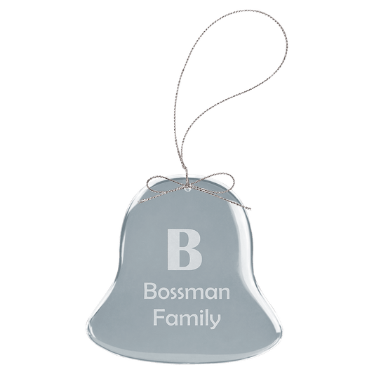Clear Bell Glass Ornament with Silver 3" String