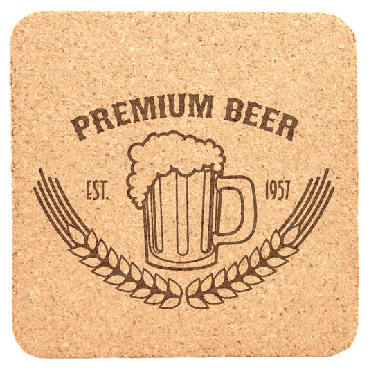 Cork 4" x 4" Square Coaster