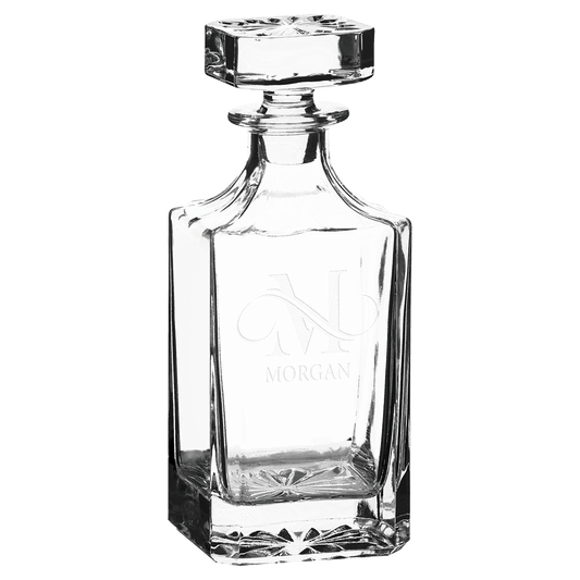 Polar Camel 750mL Square Glass Decanter in Black Gift Box with Printed Paper Sleeve