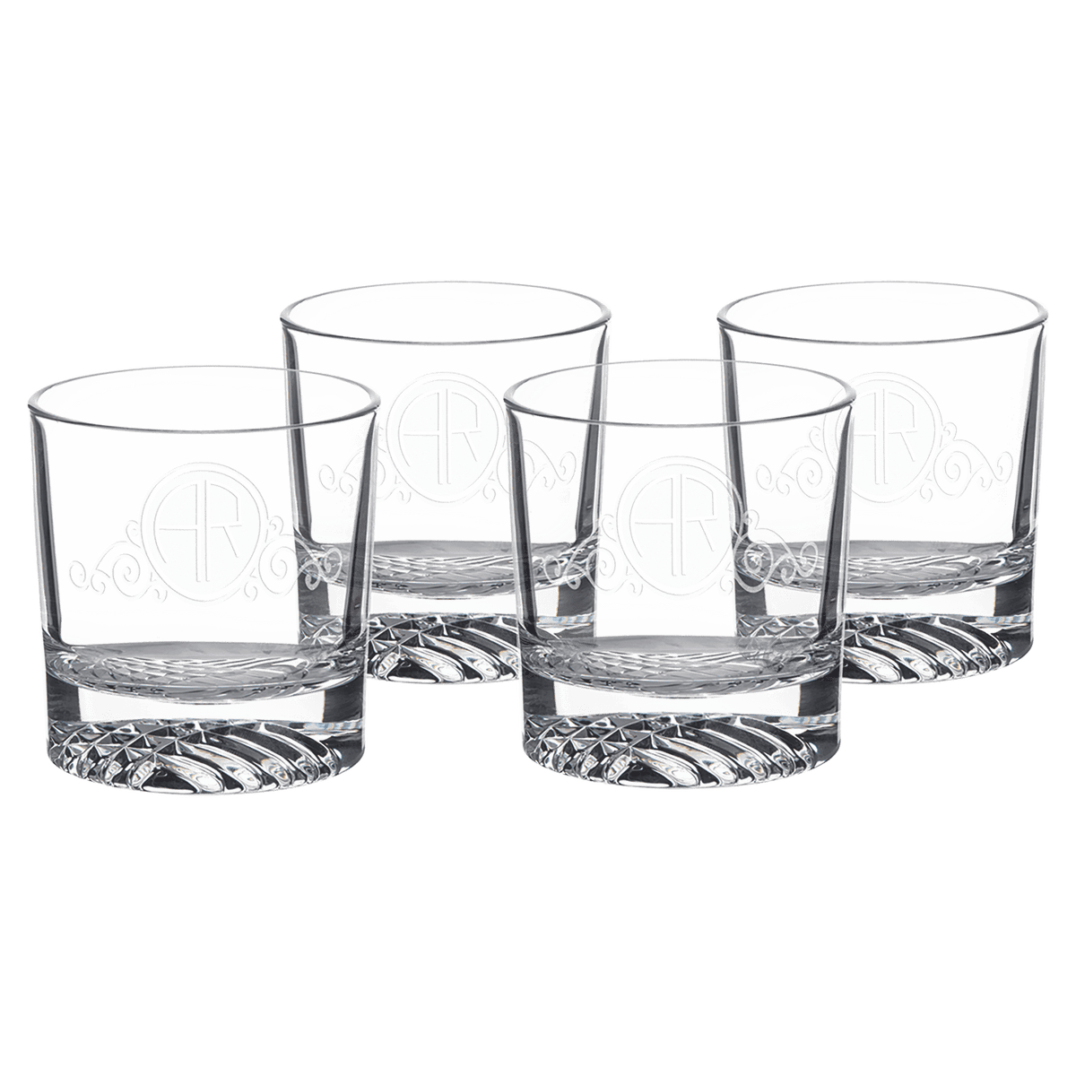 9 oz. Round Rocks Glass  (Same Glass as the DCS401 Decanter Set) Sold in   Sets of 4, 6 Sets Per Case (Comes in a Black Printed Gift Box)