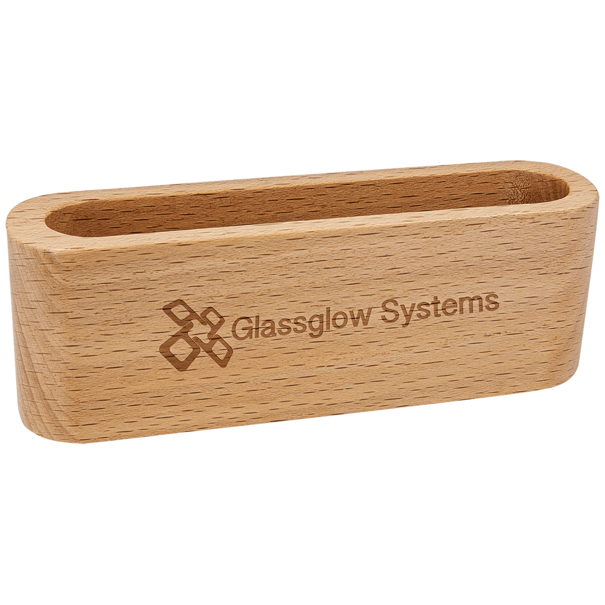 4 1/2" Beech Wood Business Card Holder