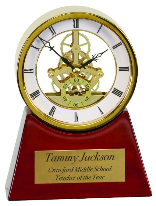 Gold 7 1/4" Executive & Rosewood Piano Finish Clock