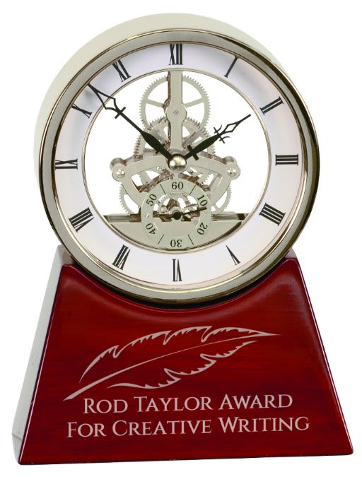 Silver 7 1/4" Executive & Rosewood Piano Finish Clock