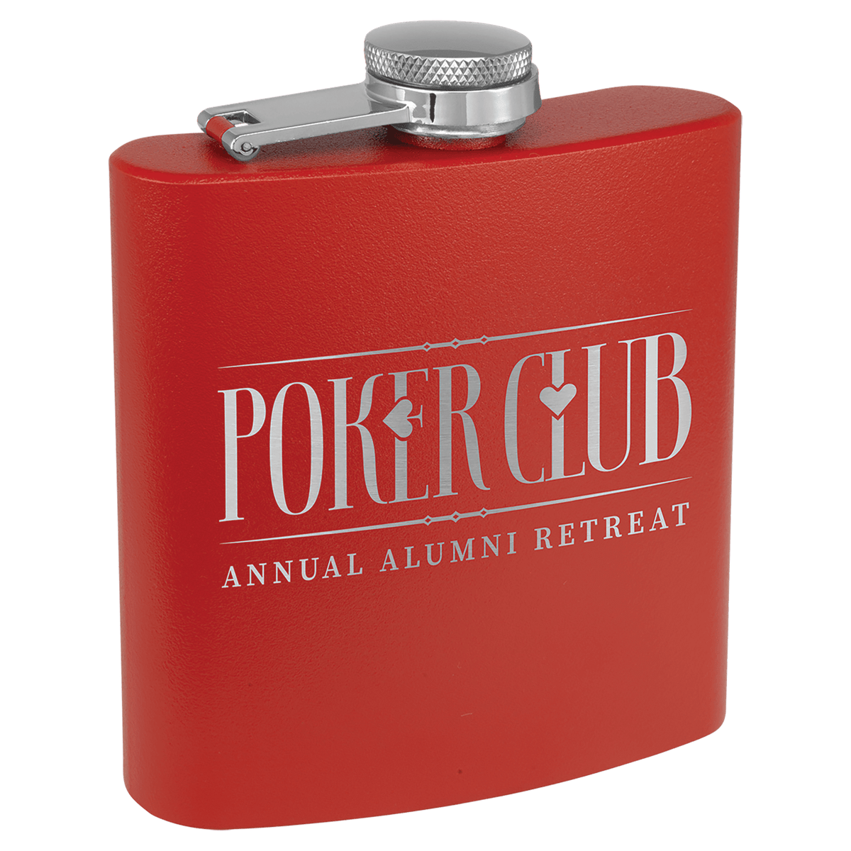 Matte Red Powder Coated Laserable Stainless Steel 6 oz. Flask