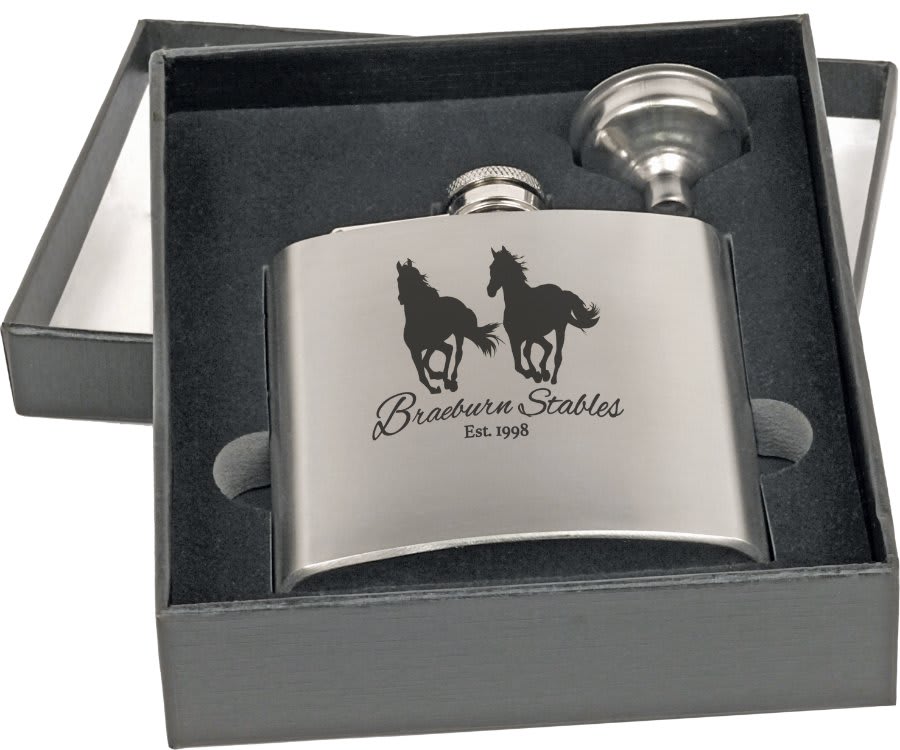 Stainless Steel Flask Set in Black 2 6 oz. Presentation Box