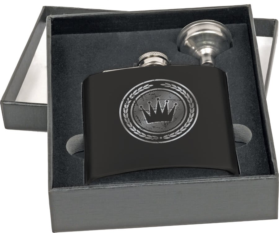 Matte Black Flask Set in Black 2 6 oz. Presentation Box