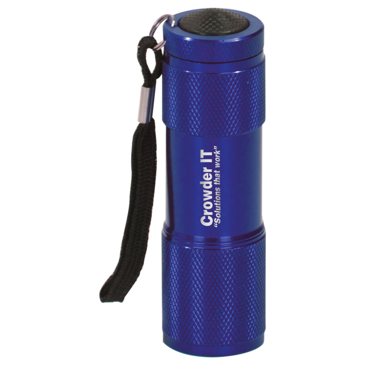 Blue 3 3/8" 9-LED Laserable Flashlight with Strap
