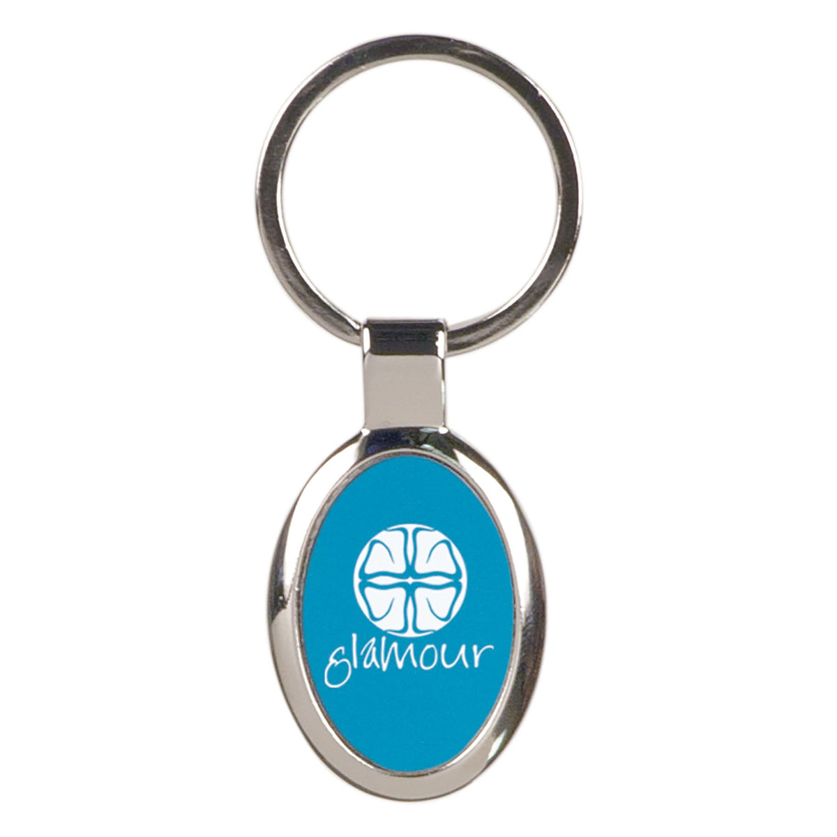 Blue 1 1/8" x 1 5/8" Laserable Oval Keychain