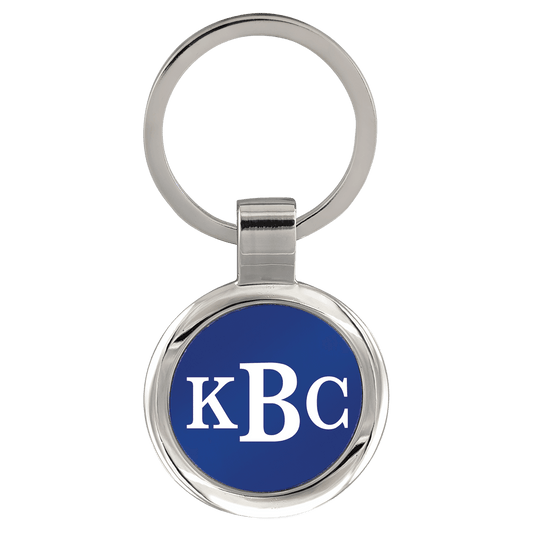 3" Blue Laserable Round Keychain