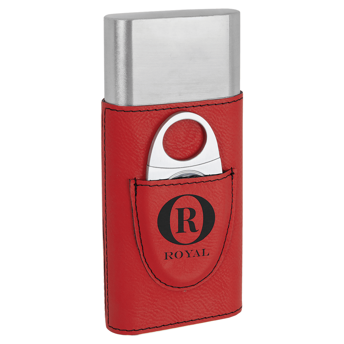 Red Laserable Leatherette Cigar Case with Cutter
