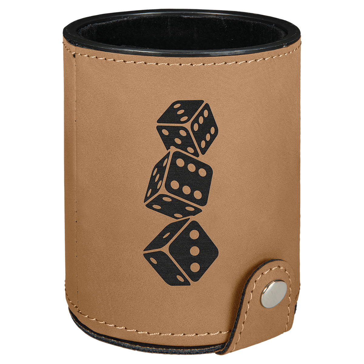 Light Brown Laserable Leatherette Dice Cup with 5 Dice