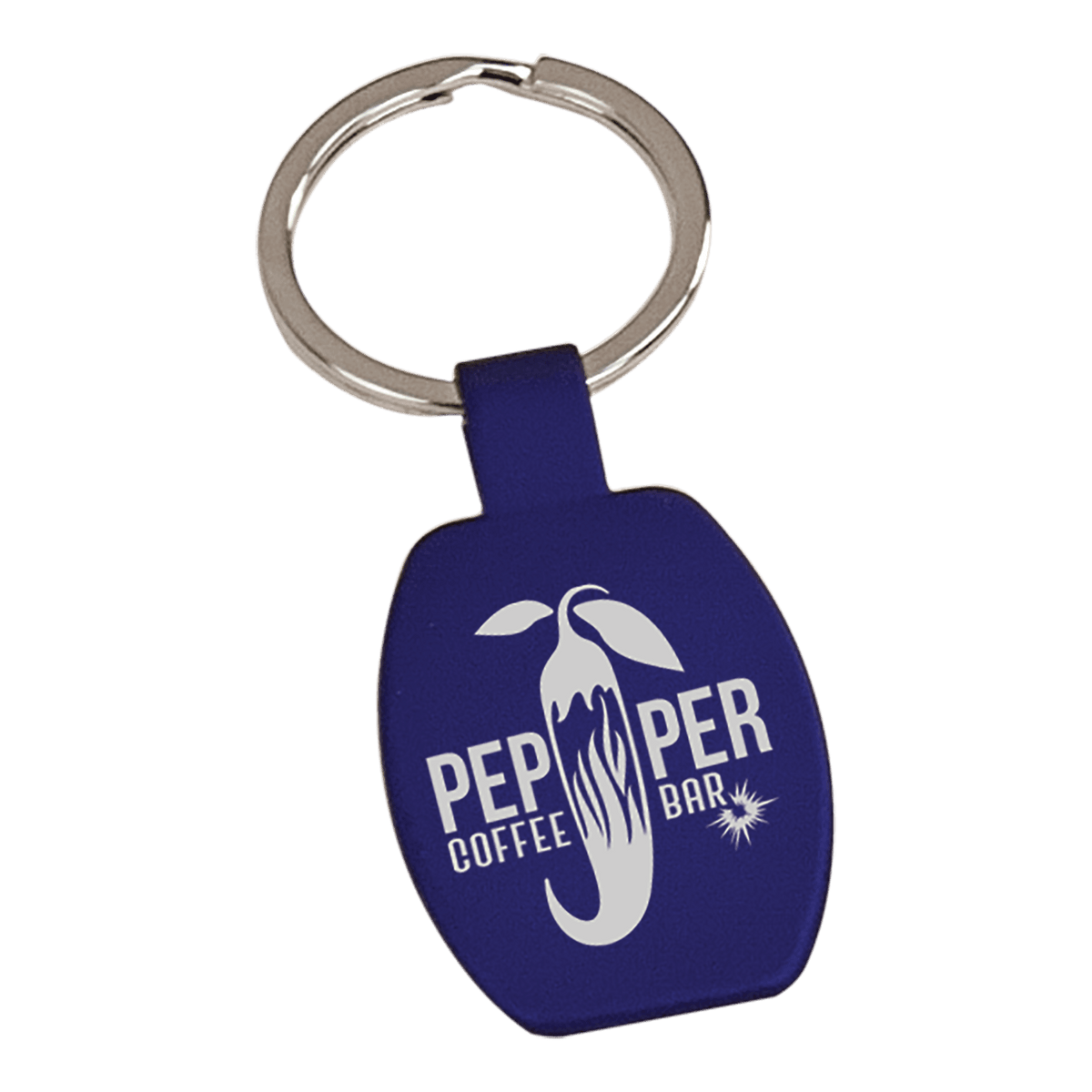 Blue 1 5/8" Laserable Rectangle Keychain