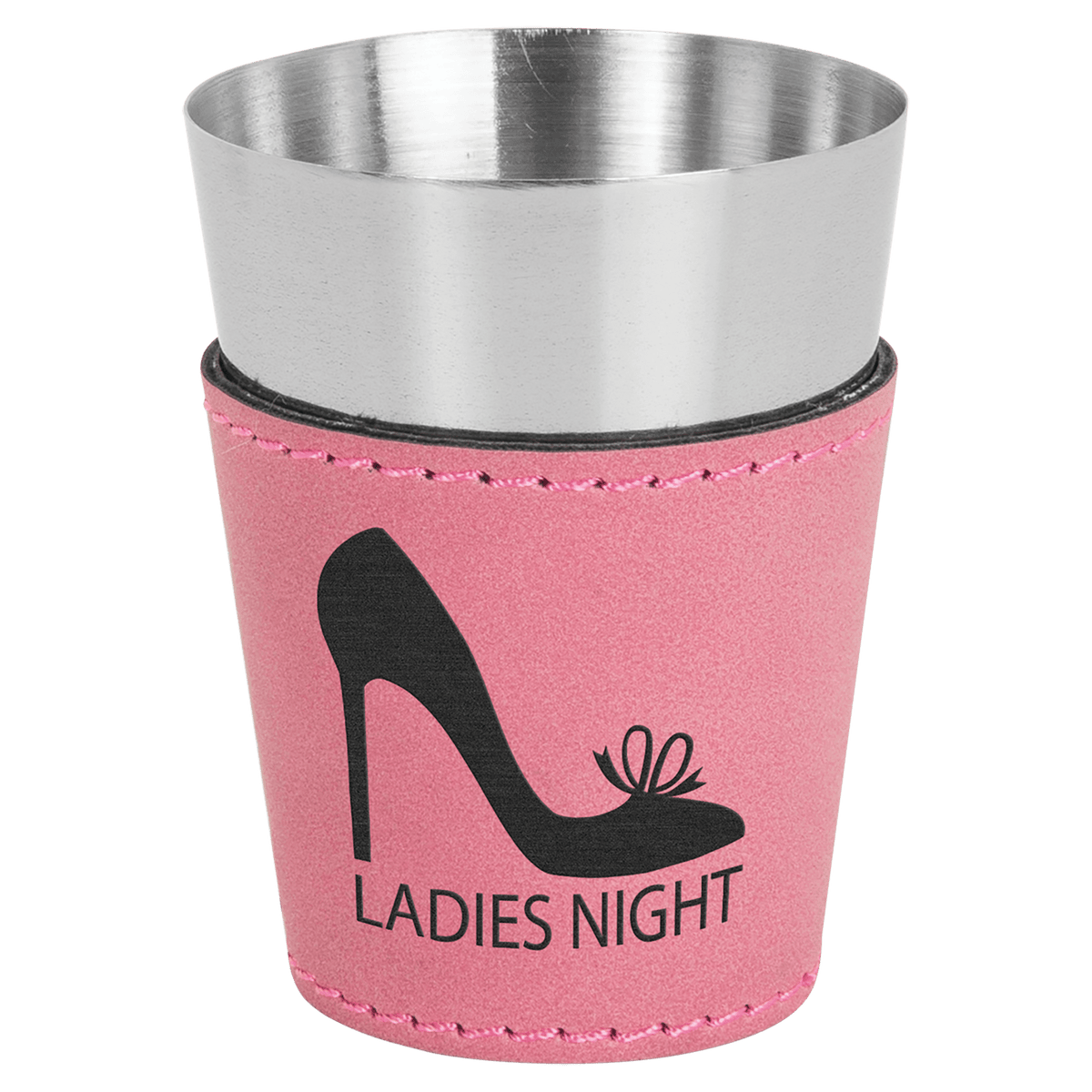 Pink Laserable Leatherette & Stainless Steel 2 oz. Shot Glass