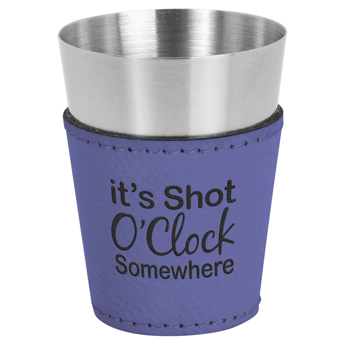 Purple Laserable Leatherette & Stainless Steel 2 oz. Shot Glass