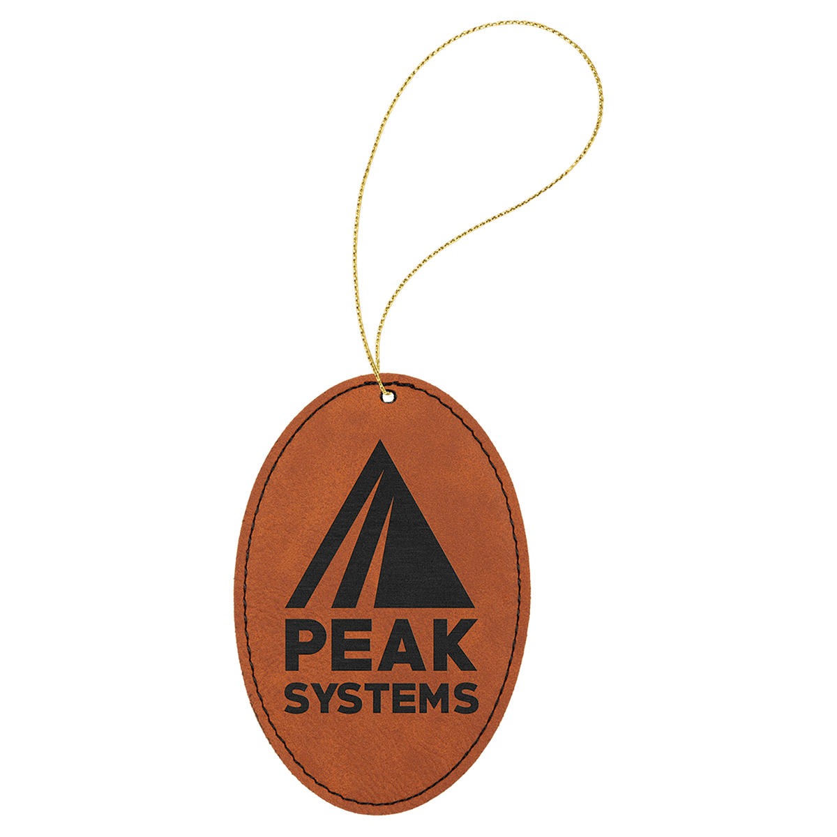 Rawhide Laserable Leatherette Oval Ornament with Gold String