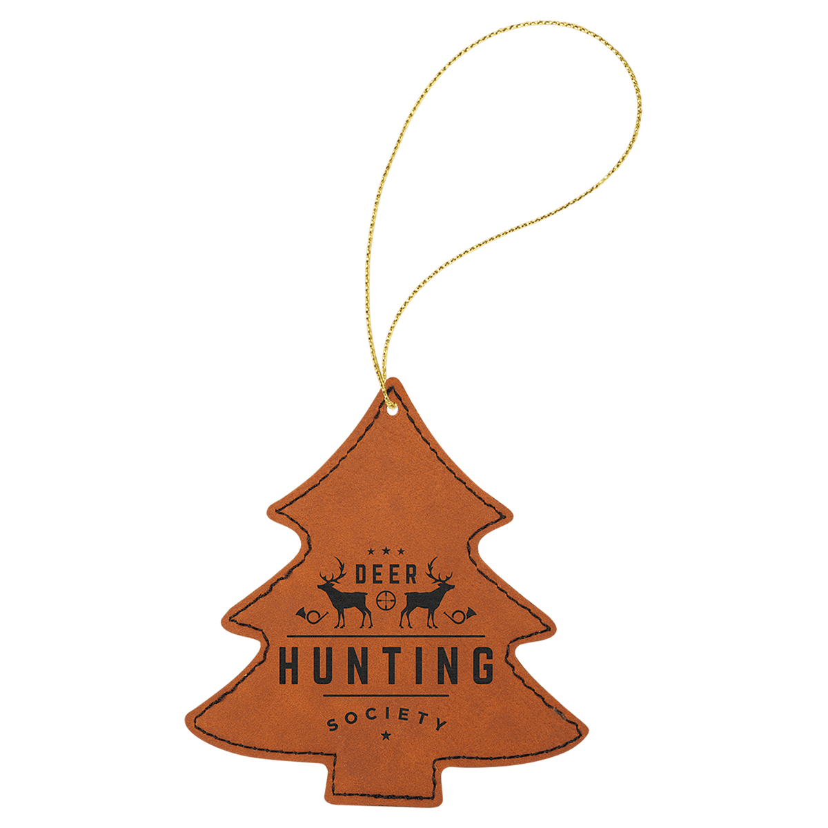 Rawhide Laserable Leatherette Tree Ornament with Gold String