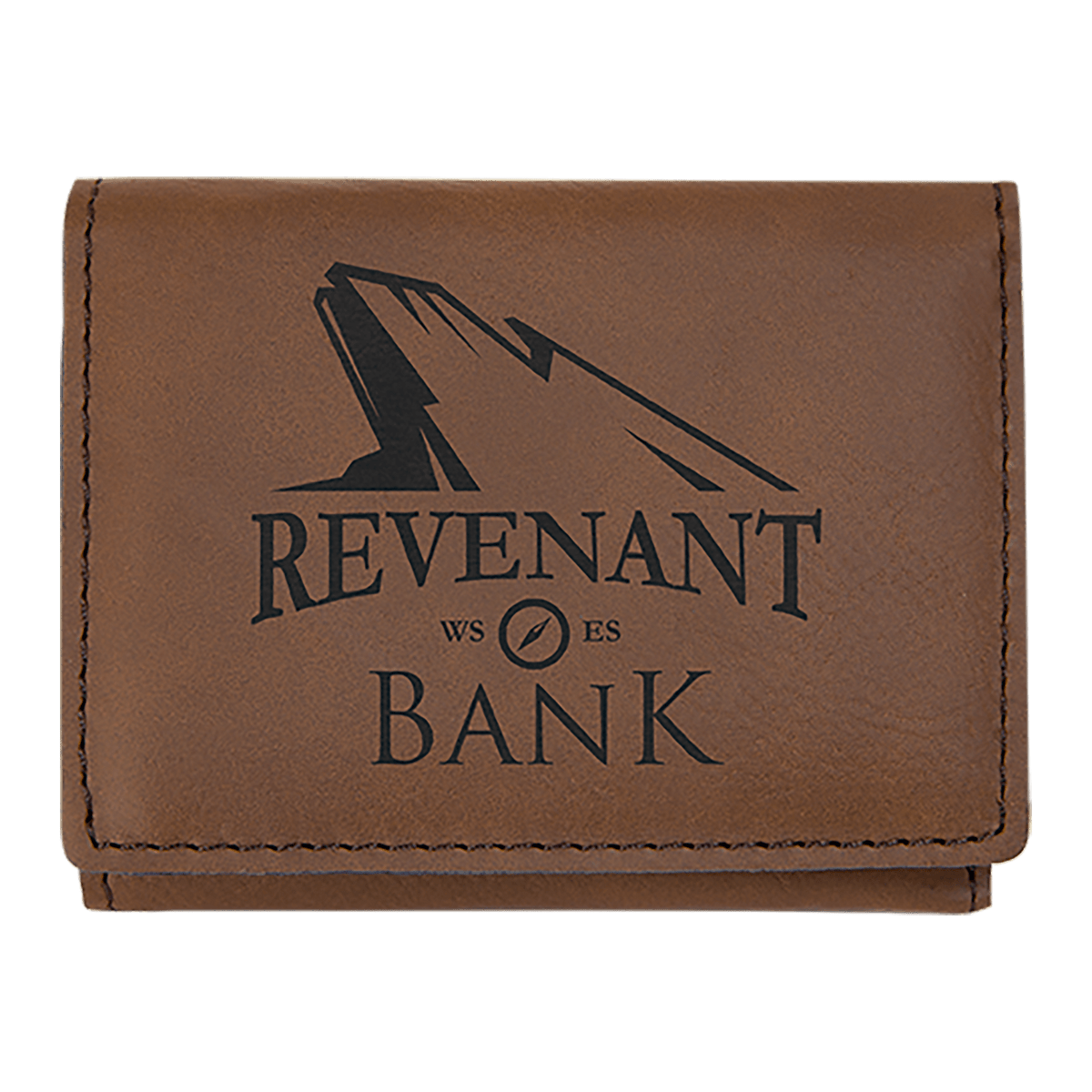 Dark Brown 3" x 4" Laserable Leatherette Trifold Wallet