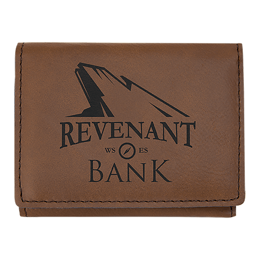 Dark Brown 3" x 4" Laserable Leatherette Trifold Wallet