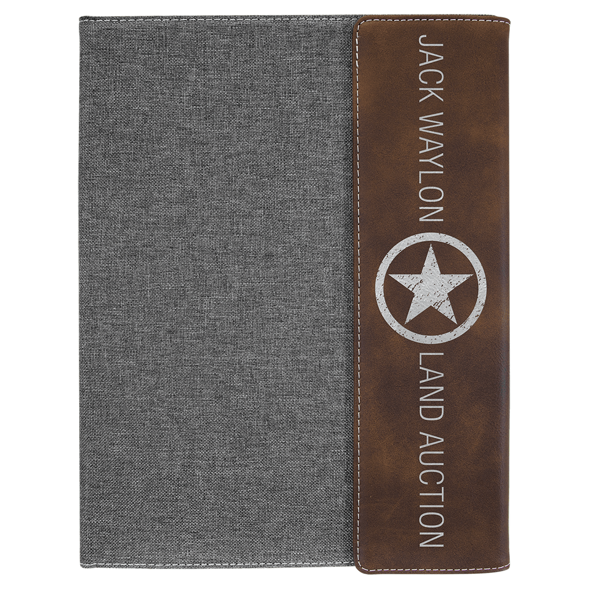 Rustic/Silver Laserable Leatherette/Gray 9 1/2"x12" Canvas Portfolio w/Notepad