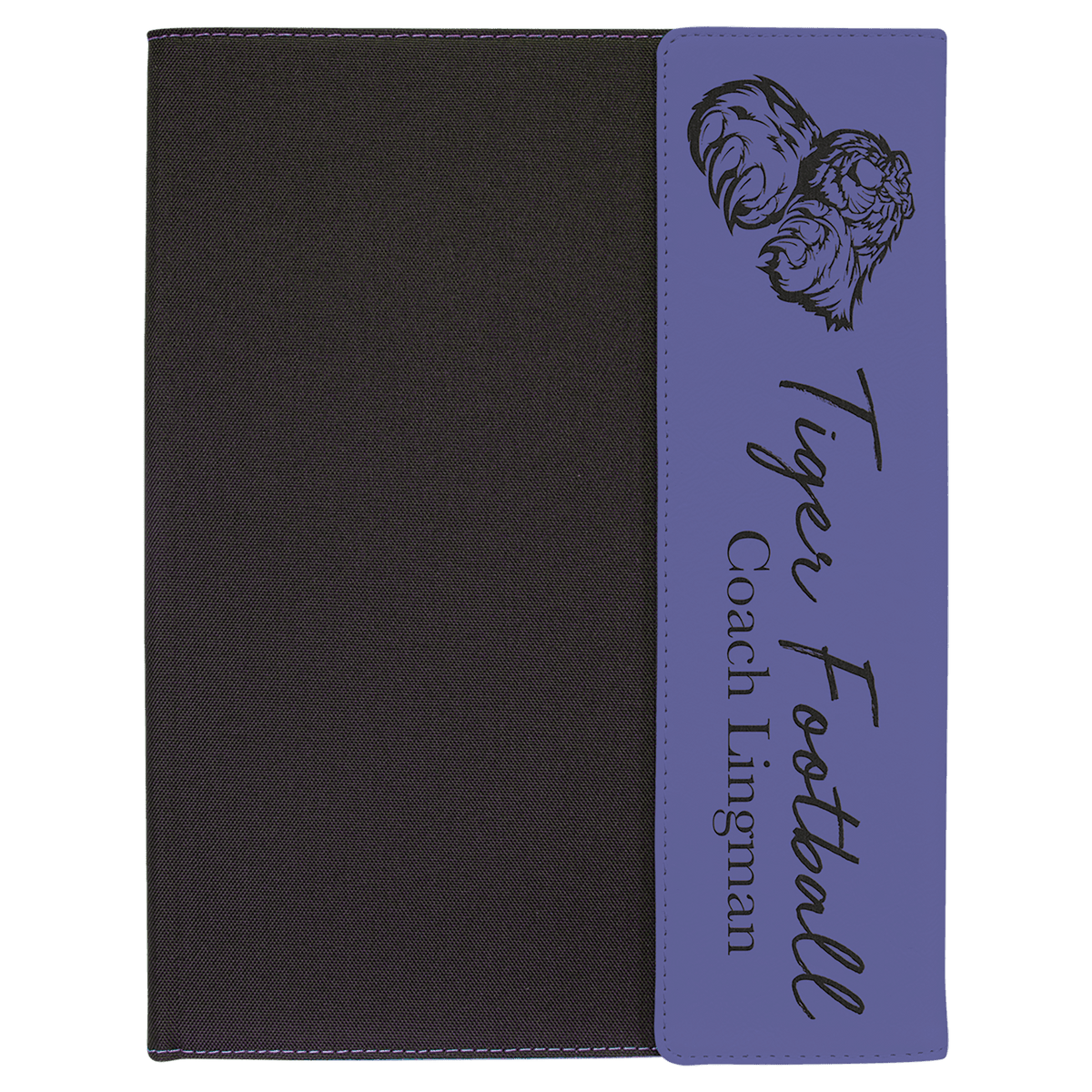 Purple Laserable Leatherette / Black 9 1/2" x 12" Canvas Portfolio with Note Pad