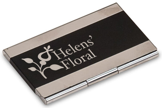 Black 3 3/4" x 2 1/2" Laserable Business Card Holder