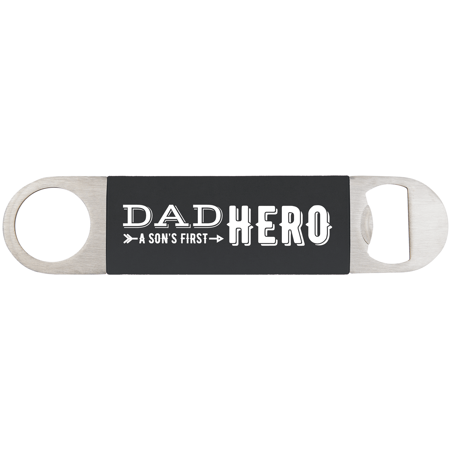 Black/White 1 1/2" x 7" Bottle Opener with Silicone Grip