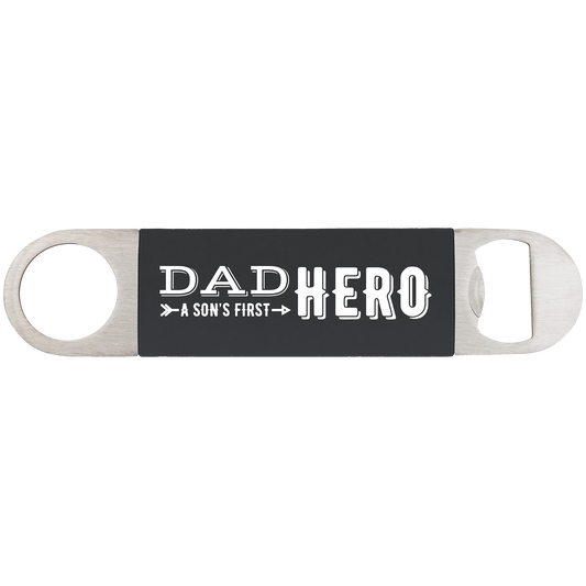 Black/White 1 1/2" x 7" Bottle Opener with Silicone Grip