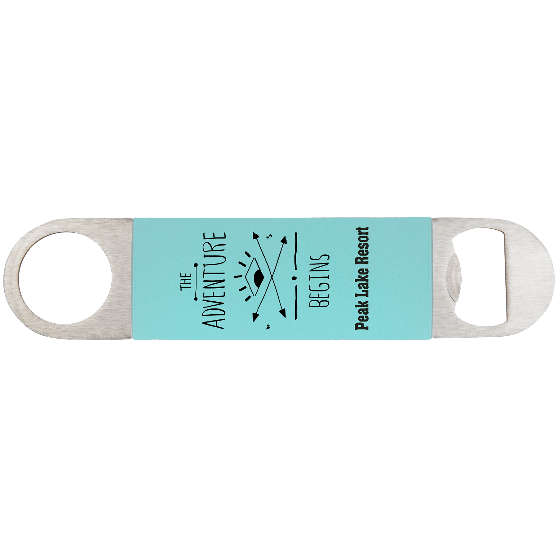 Teal/Black 1 1/2" x 7" Bottle Opener with Silicone Grip