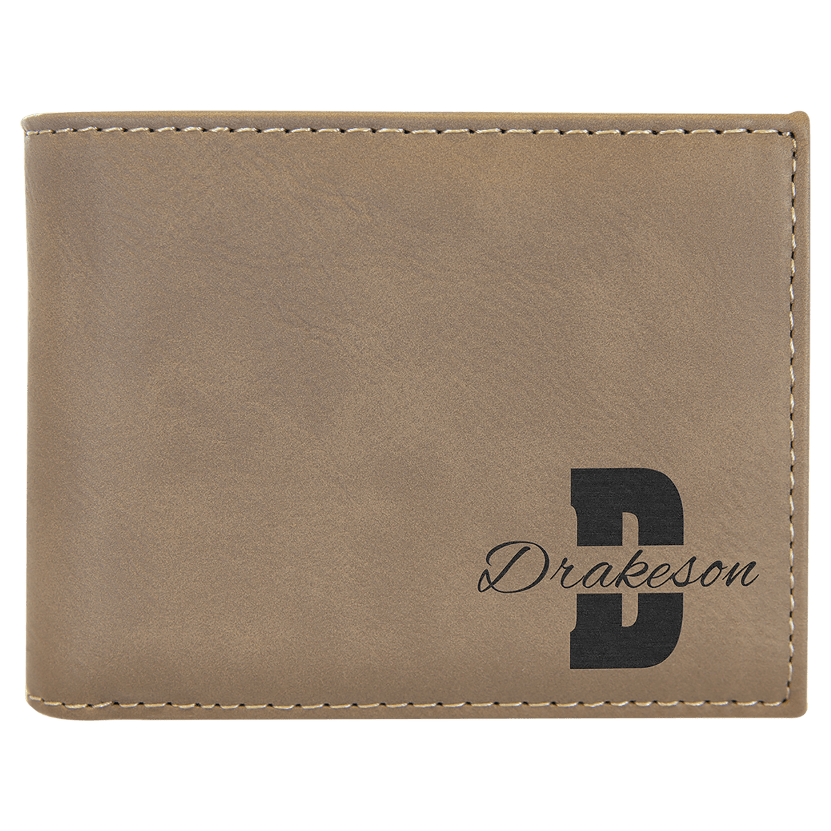 Light Brown Laserable Leatherette Bi-Fold Wallet w/Flip ID Display