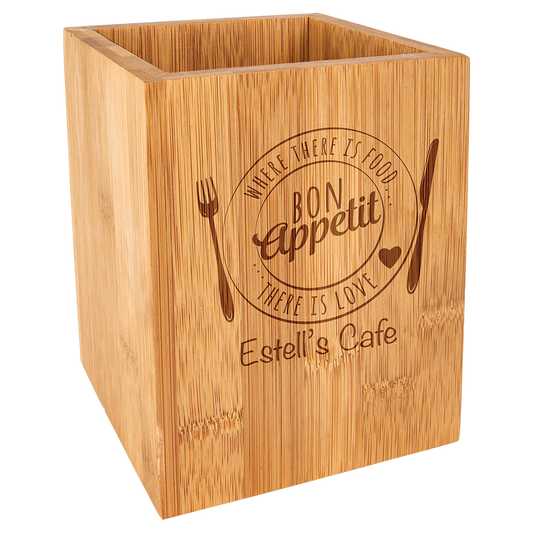 4 1/4" x 6" Bamboo Utensil Holder