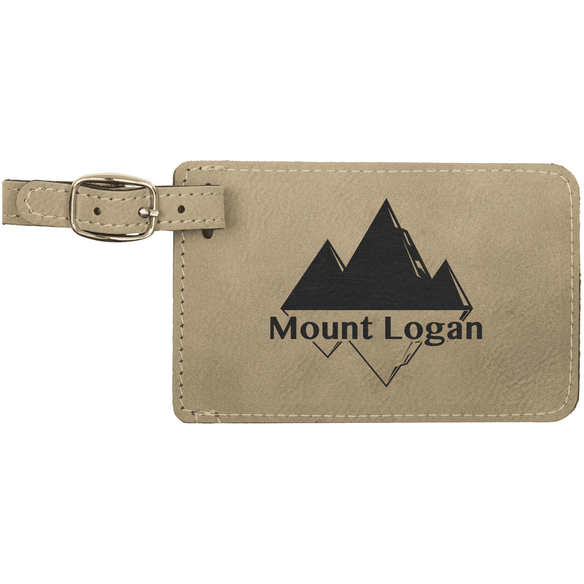 Light Brown 4 1/4" x 2 3/4" Laserable Leatherette Luggage Tag