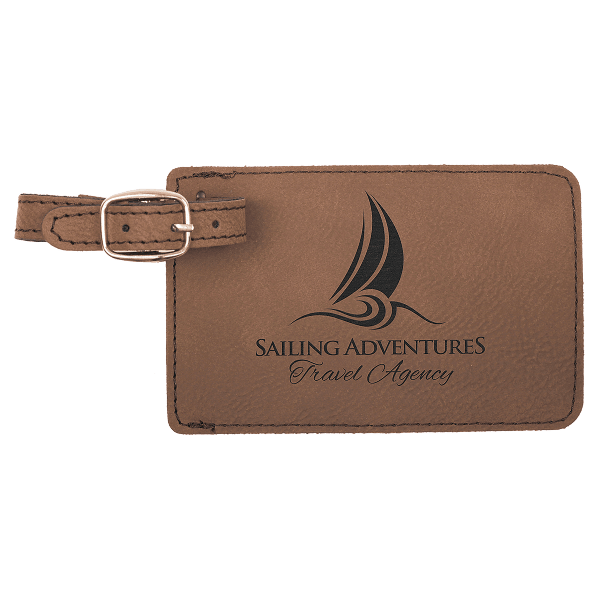 Dark Brown 4 1/4" x 2 3/4" Laserable Leatherette Luggage Tag