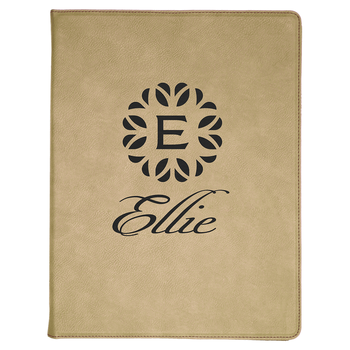 Light Brown 9 1/2" x 12" Laserable Leatherette Portfolio with Notepad
