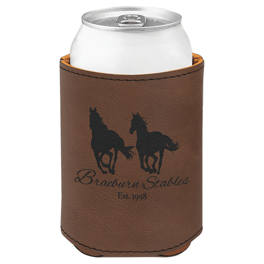 Dark Brown 3 3/4" Laserable Leatherette Beverage Holder