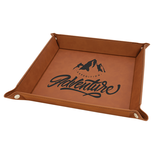 Rawhide Laserable Leatherette Snap Up Tray with Silver 9" x 9" Snaps