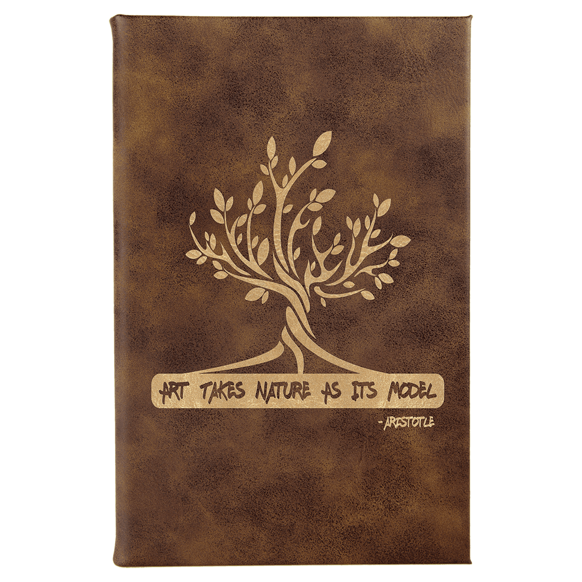 Rustic/Gold 5 1/4" x 8 1/4" Laserable Leatherette Sketch Book with Unlined Notepad