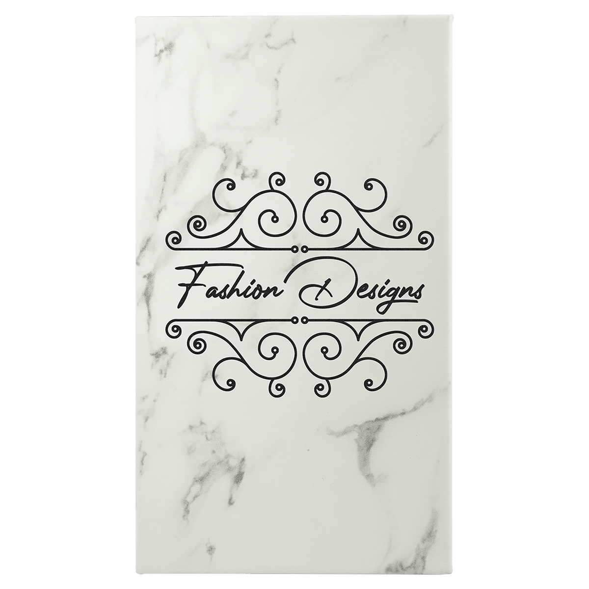 White Marble 5 1/4" x 8 1/4" Laserable Leatherette Sketch Book with Unlined Notepad