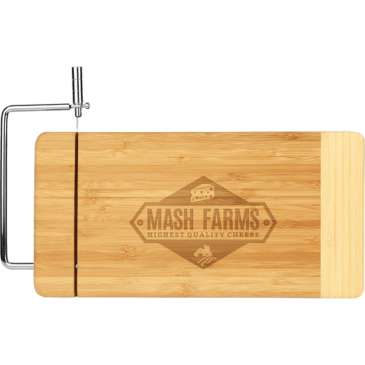 12" x 6" Bamboo Rectangle Cutting Board with Metal Cheese Cutter